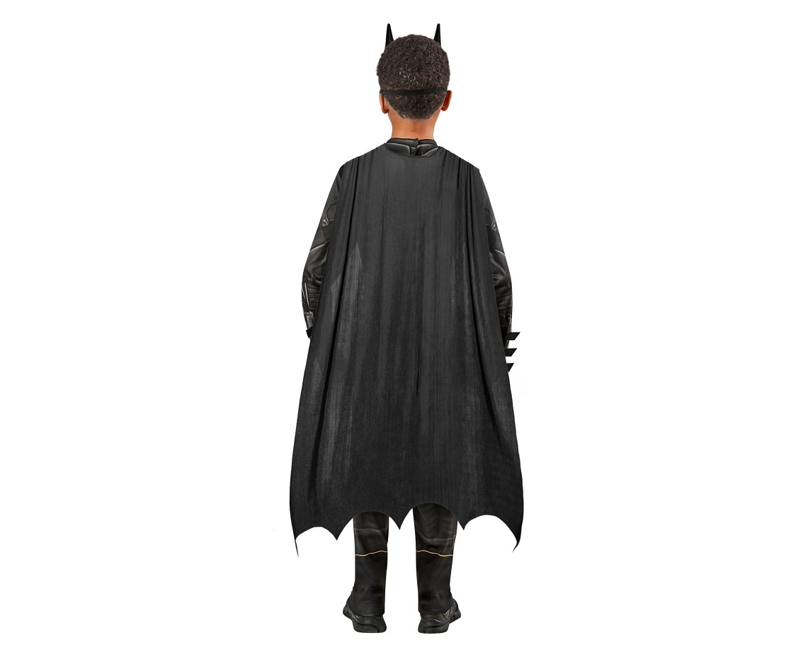 Includes: Batman printed jumpsuit with cape and mask
